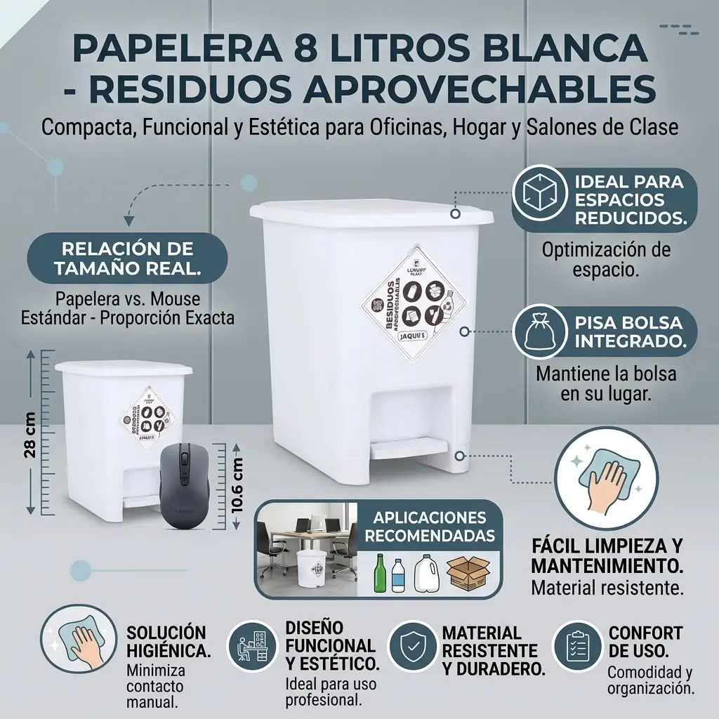 Caneca de Basura 8 Litros con Pedal | Luxury Plast