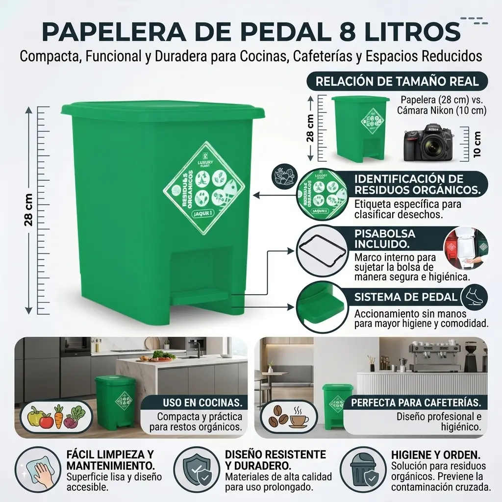 Caneca de Basura 8 Litros con Pedal | Luxury Plast