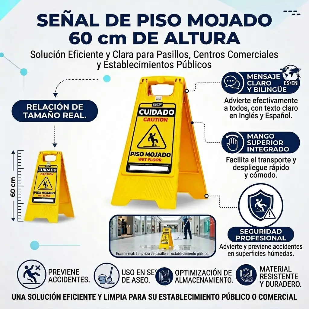 Señal de Piso Mojado Plegable de Seguridad | Luxury Plast