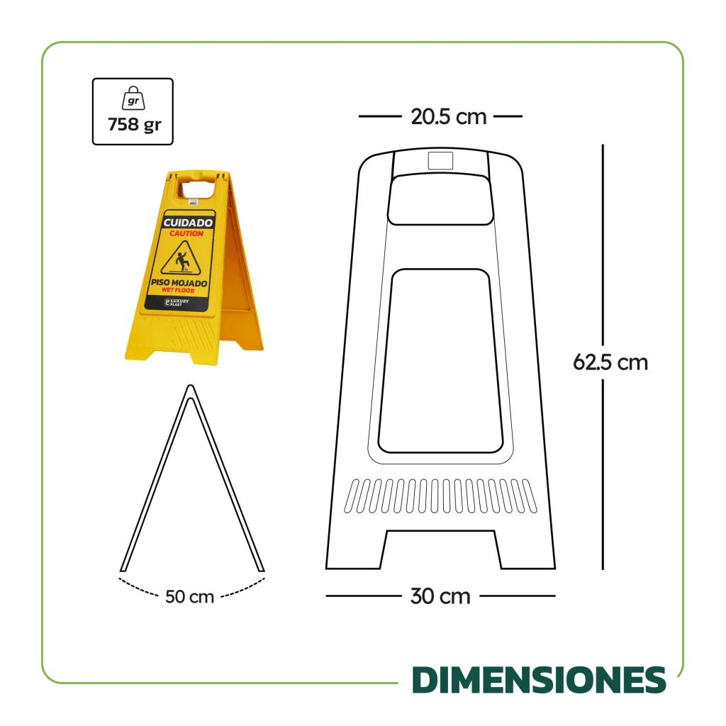 Señal de Piso Mojado Plegable de Seguridad | Luxury Plast