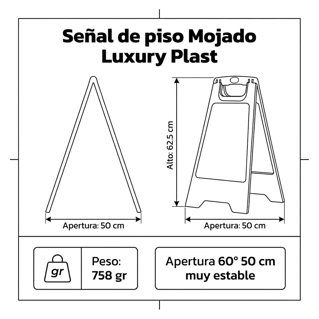 Señal de Piso Mojado Plegable de Seguridad | Luxury Plast