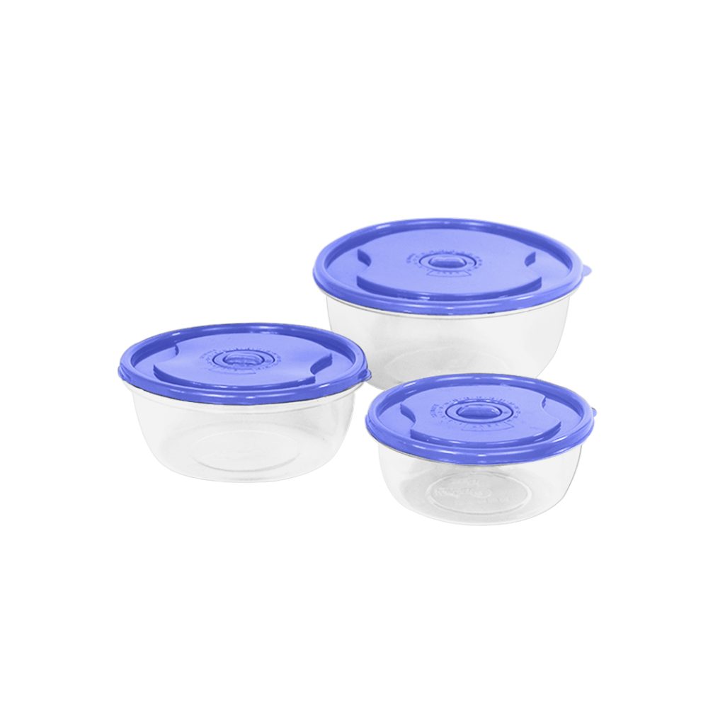 Set x3 de Recipientes Redondos con Tapa | Organizadores para Alimentos Luxury Plast