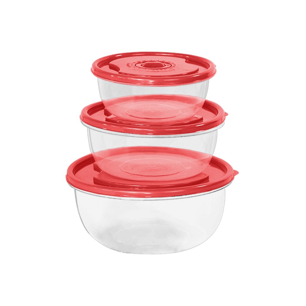 Set x3 de Recipientes Redondos con Tapa | Organizadores para Alimentos Luxury Plast