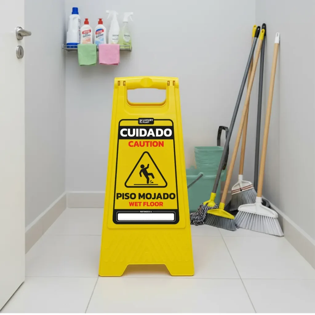 Señal de Piso Mojado Plegable de Seguridad | Luxury Plast