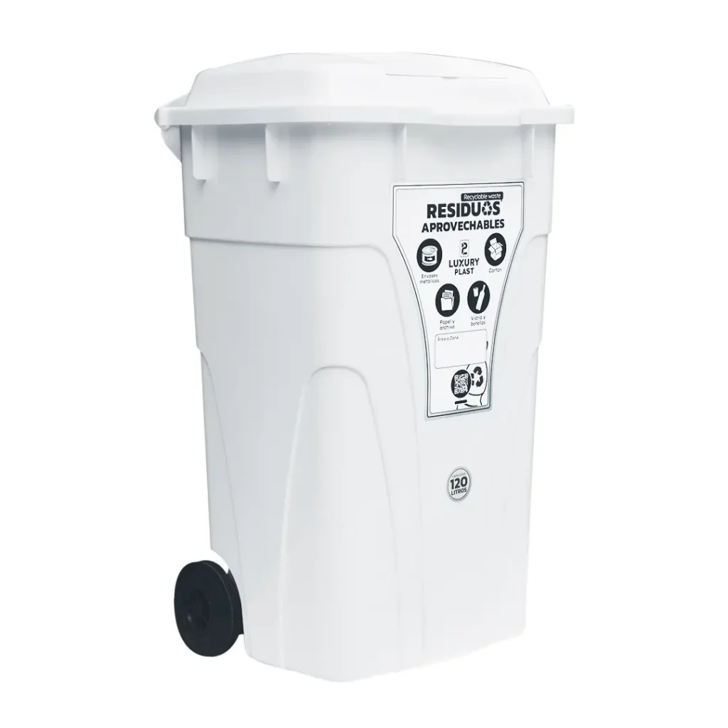 Contenedor de Basura con Ruedas 120 Litros Doble Tapa | Luxury Plast