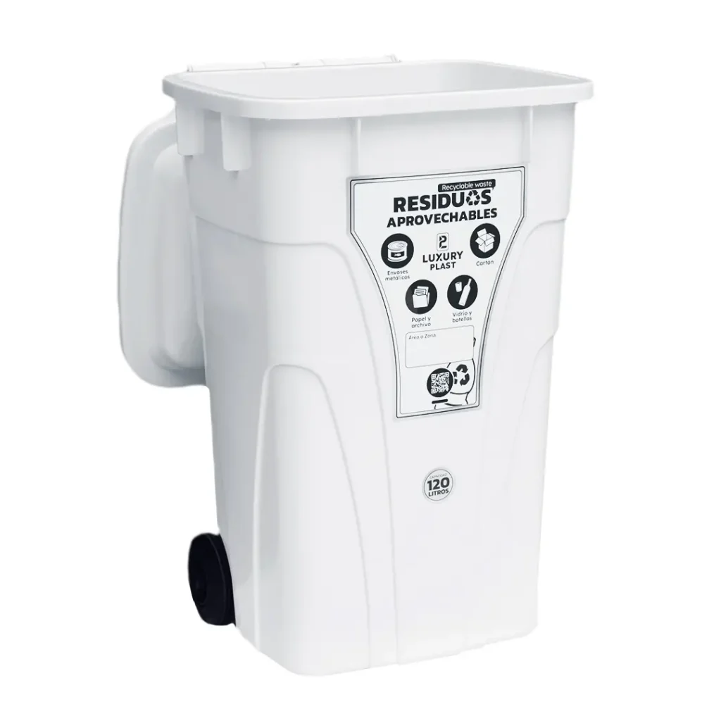 Contenedor de Basura con Ruedas 120 Litros Doble Tapa | Luxury Plast