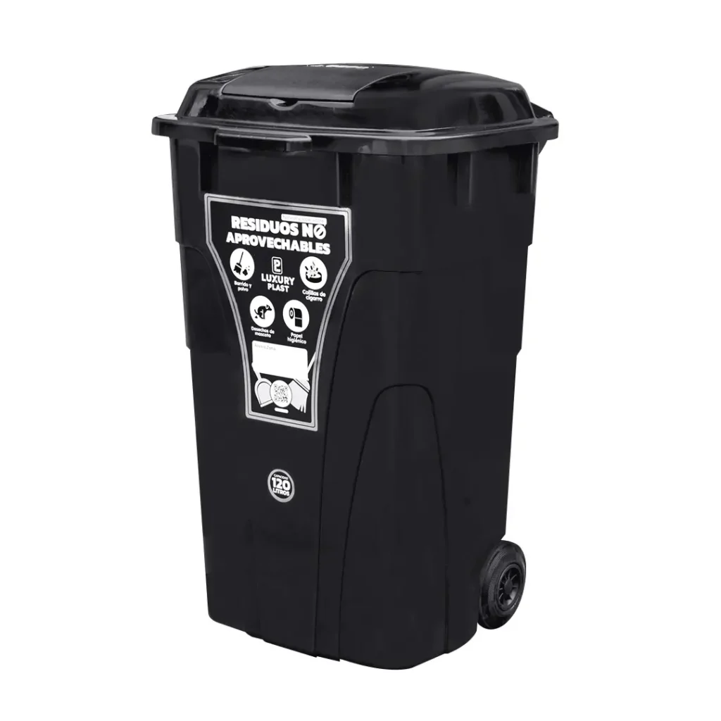 Contenedor de Basura con Ruedas 120 Litros Doble Tapa | Luxury Plast