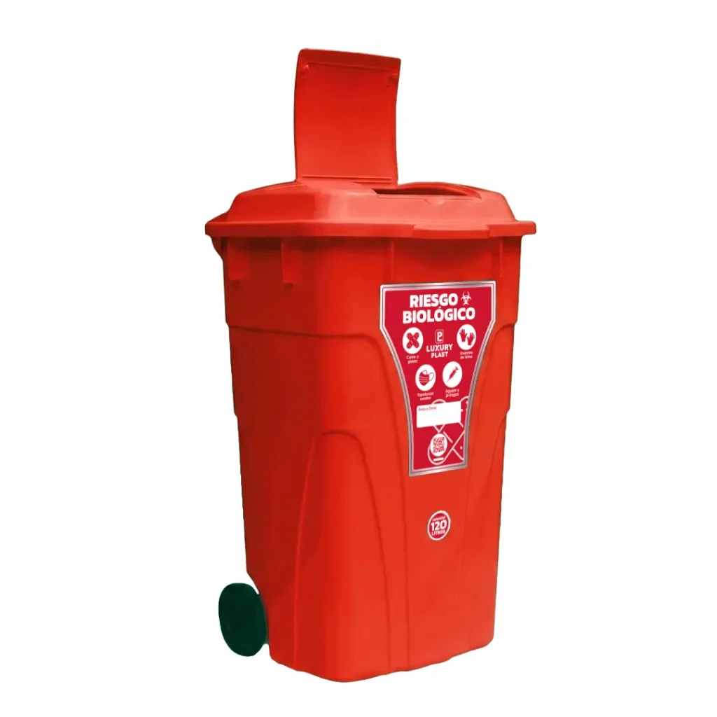 Contenedor de Basura con Ruedas 120 Litros Doble Tapa | Luxury Plast