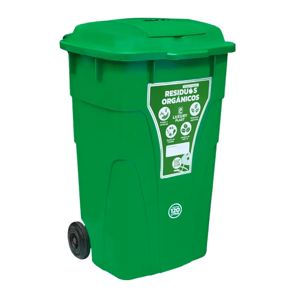 Contenedor de Basura con Ruedas 120 Litros Doble Tapa | Luxury Plast