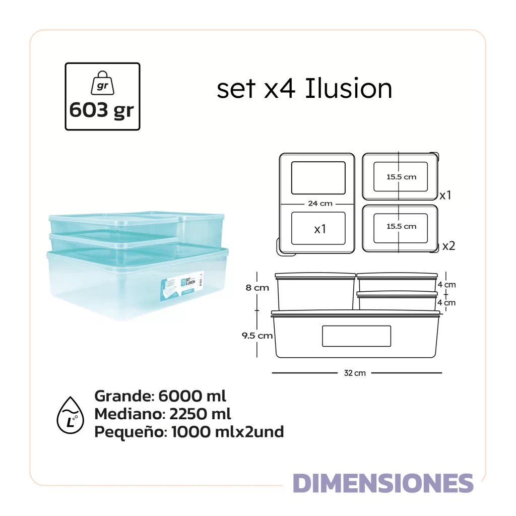 Set Ilusión X 4 Recipientes - Congela, almacena y disfruta