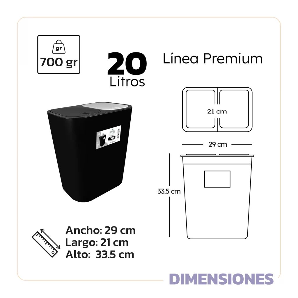 Papelera Twin con doble compartimento – Separación de residuos fácil y práctica