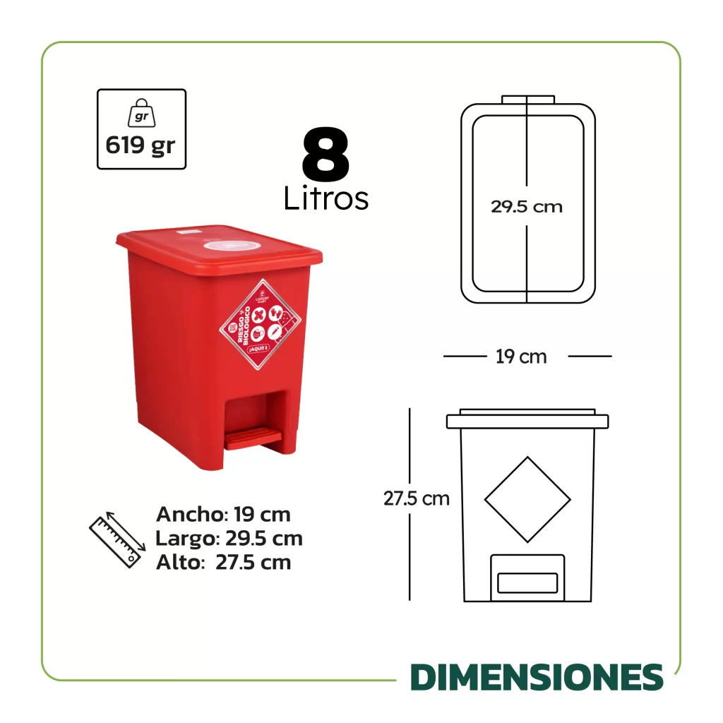 Papelera de Pedal Cuadradas 8 L