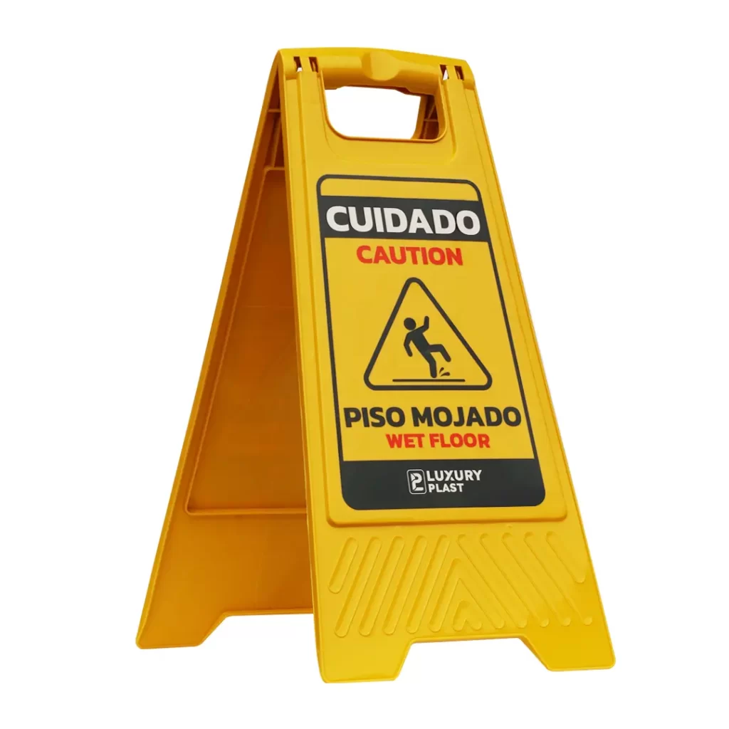 Señalización de Piso Mojado – Letrero Plegable de Seguridad