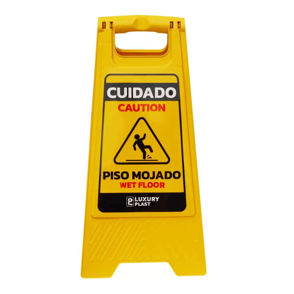 Señalización de Piso Mojado – Letrero Plegable de Seguridad