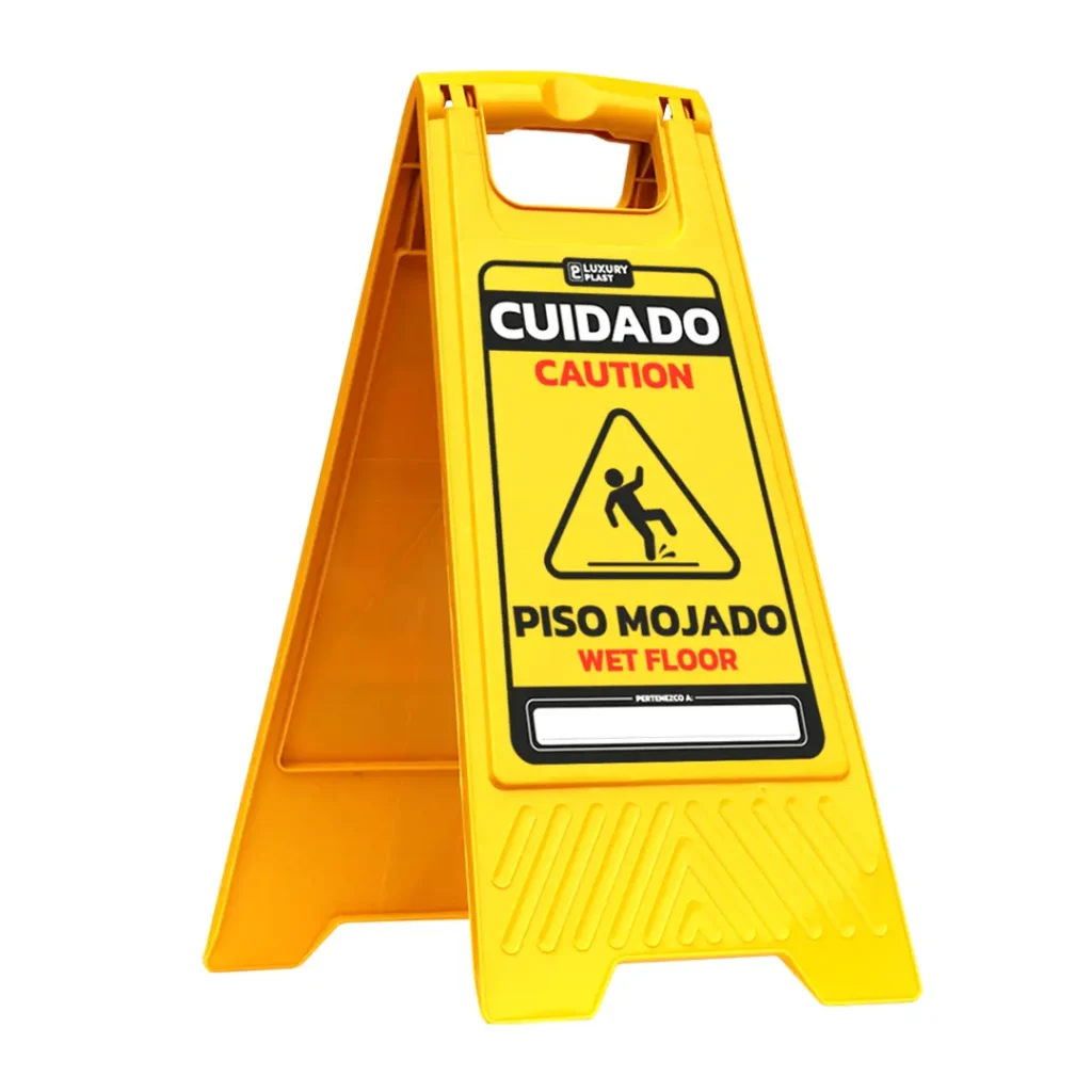 Señal de Piso Mojado Plegable de Seguridad | Luxury Plast