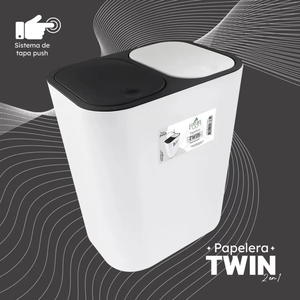 Papelera Twin con doble compartimento – Separación de residuos fácil y práctica