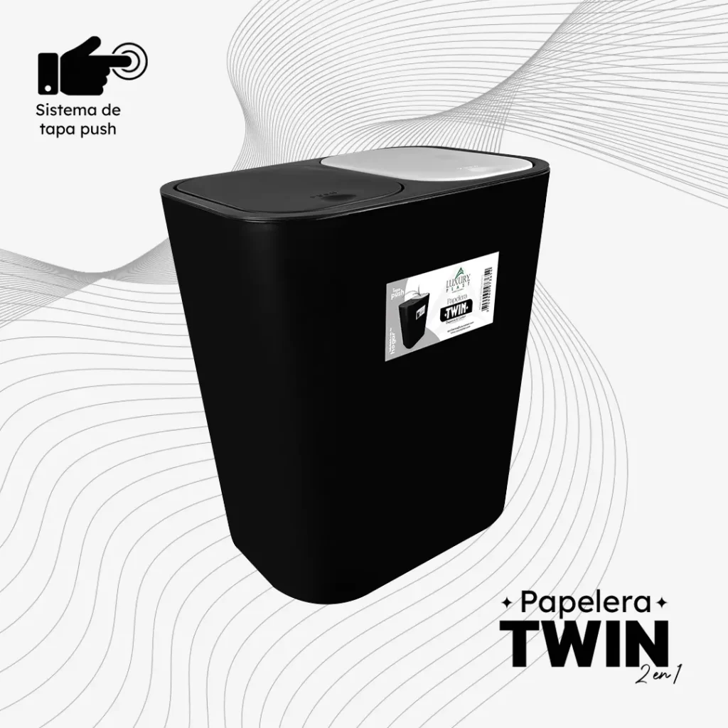 Papelera Twin con doble compartimento – Separación de residuos fácil y práctica