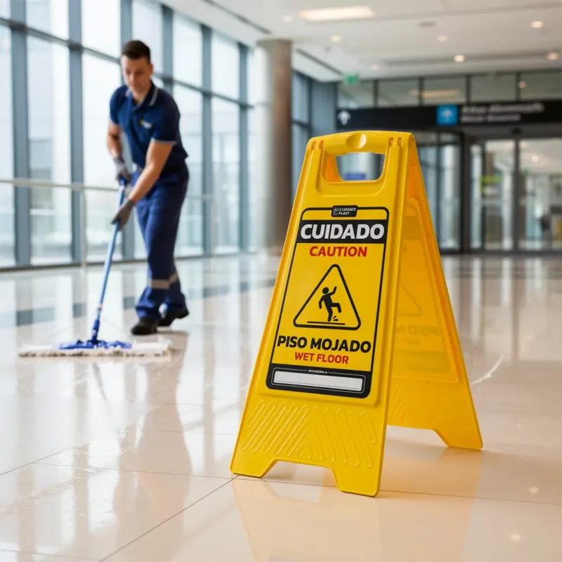 Señal de Piso Mojado Plegable de Seguridad