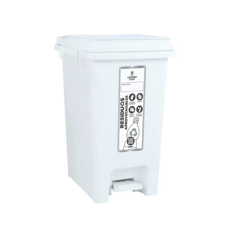 Caneca de Basura 20 Litros con Pedal | Blanca Residuos Aprovechables