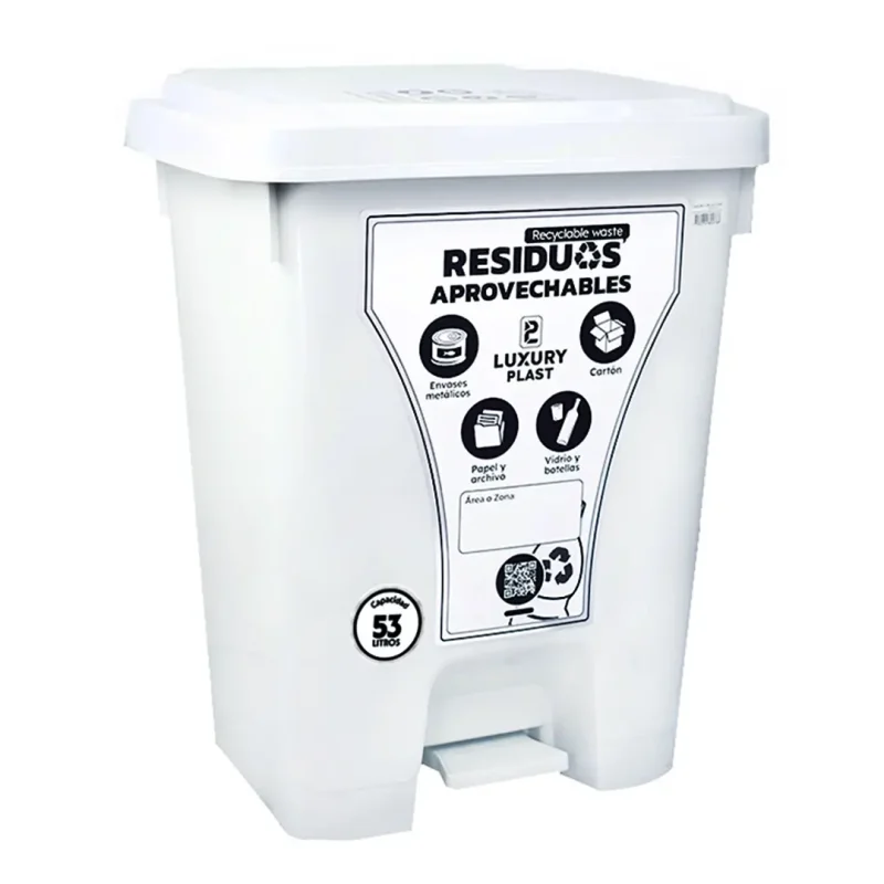 Caneca de Basura 53 Litros con Pedal | Luxury Plast