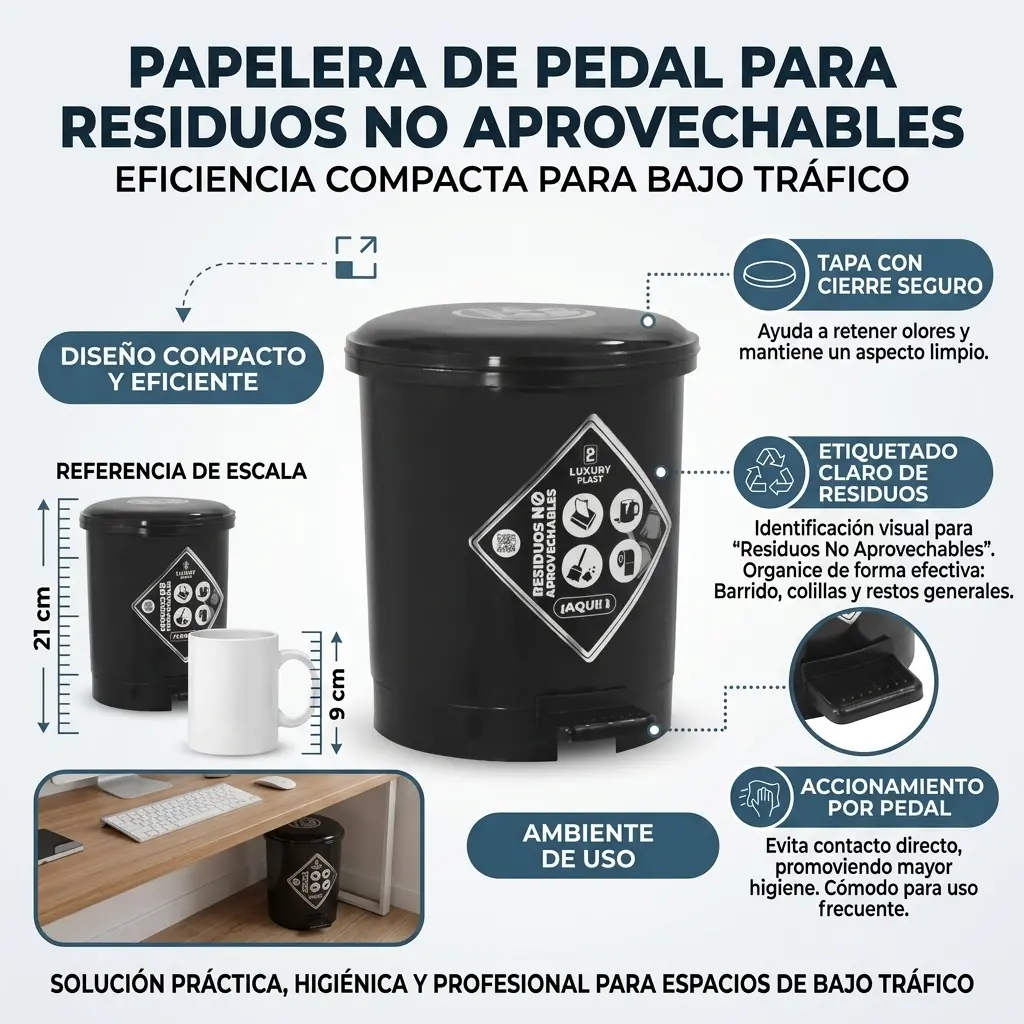 Caneca de Basura 3.5 Litros con Pedal | Luxury Plast