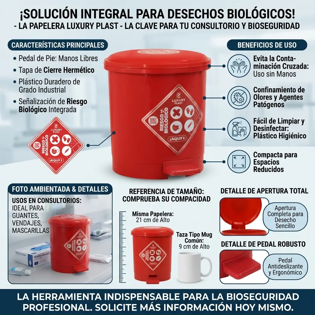 Caneca de Basura 3.5 Litros con Pedal | Luxury Plast