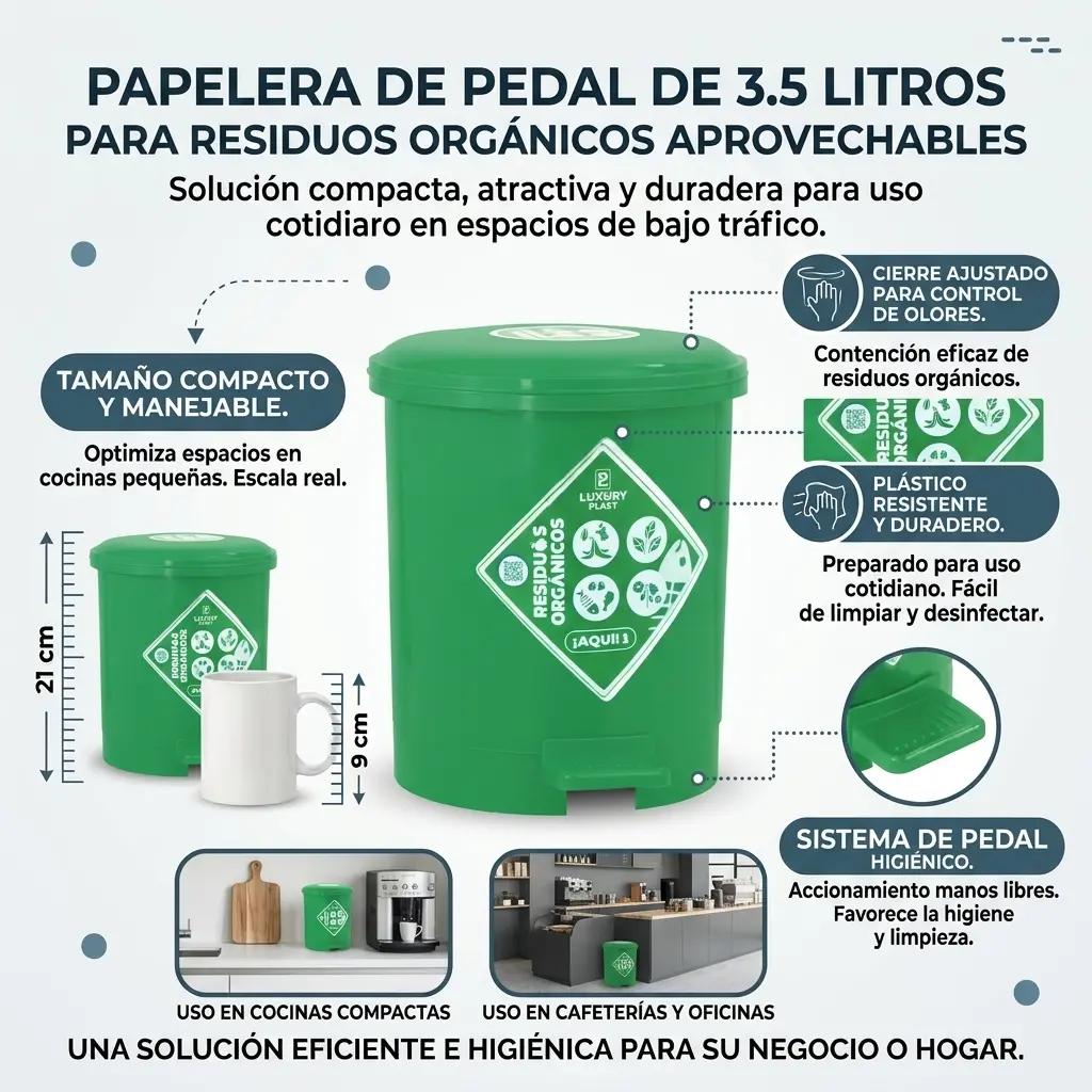 Caneca de Basura 3.5 Litros con Pedal | Luxury Plast