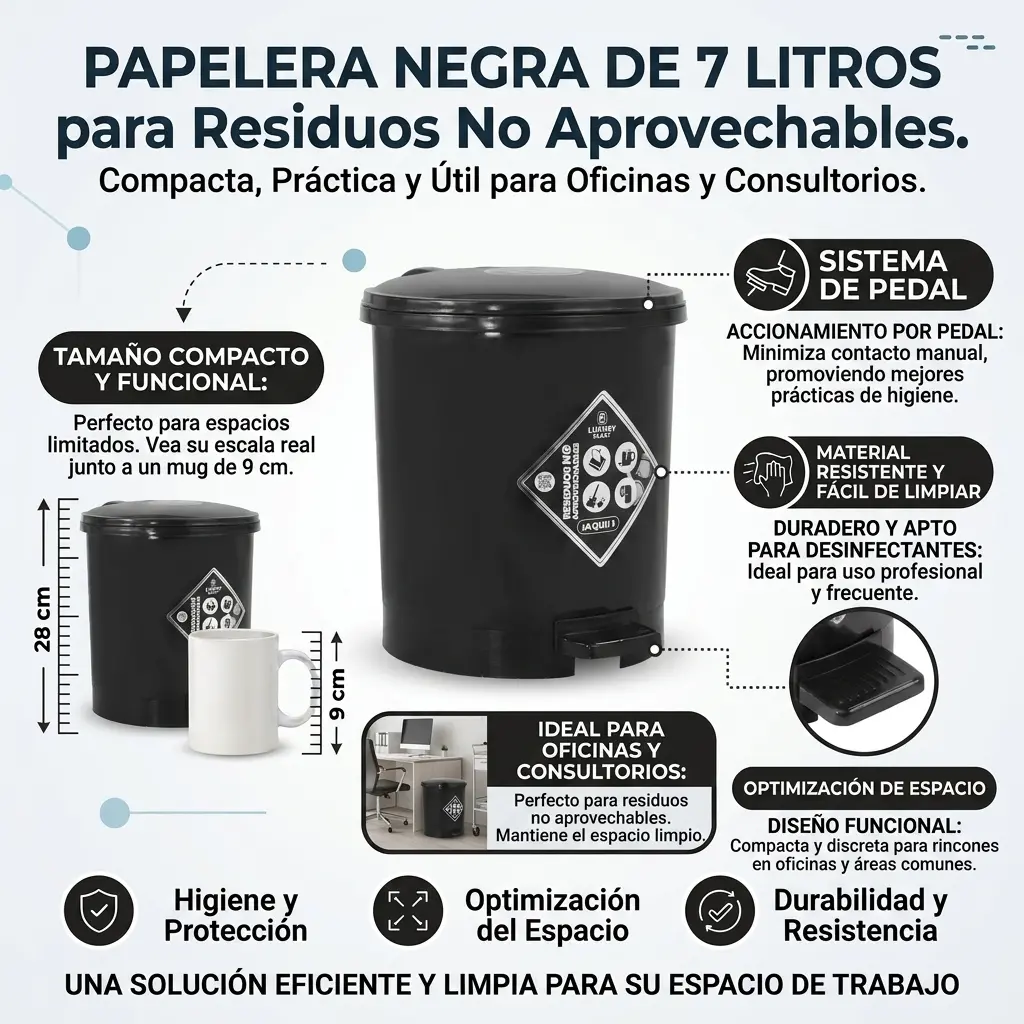 Caneca de Basura 7 Litros con Pedal | Luxury Plast