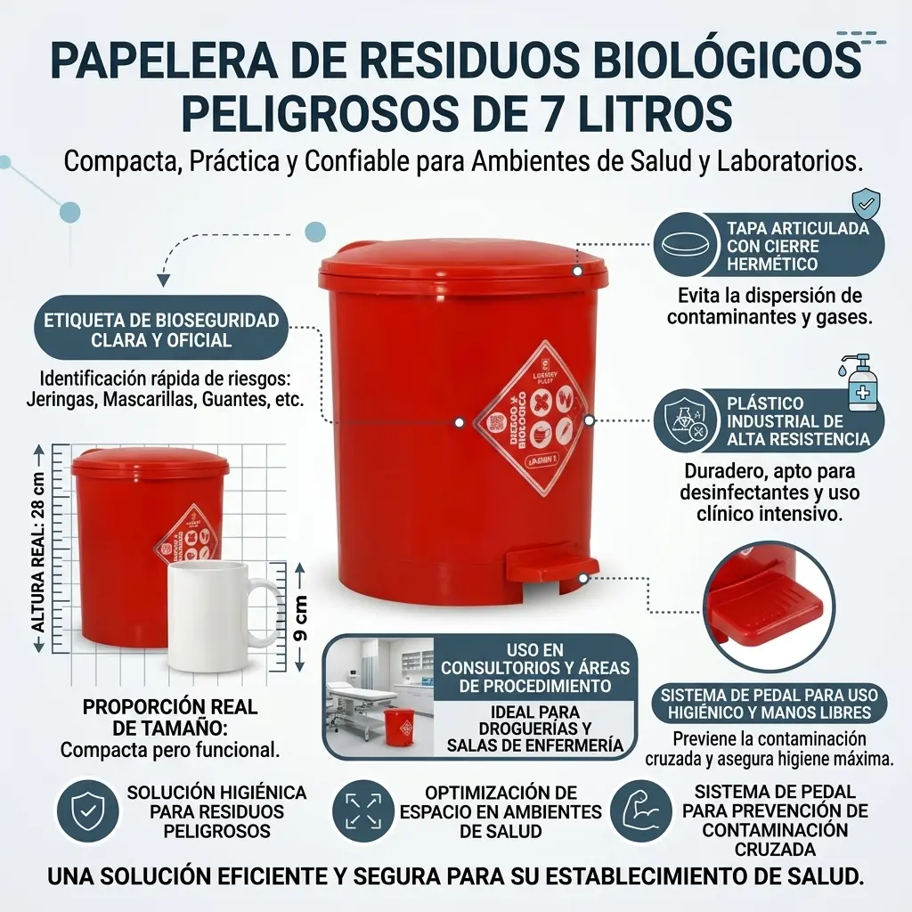 Caneca de Basura 7 Litros con Pedal | Luxury Plast
