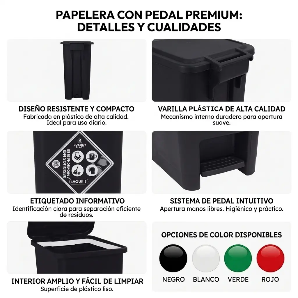 Caneca de 12 Litros con Pedal | Luxury Plast