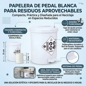 Caneca de Basura 3.5 Litros con Pedal blanca
