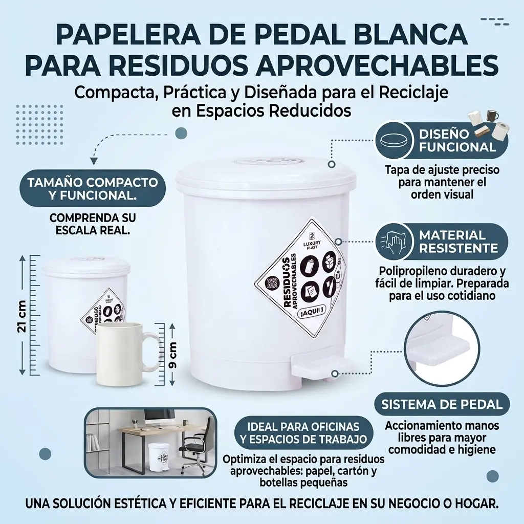 Caneca de Basura 3.5 Litros con Pedal | Luxury Plast