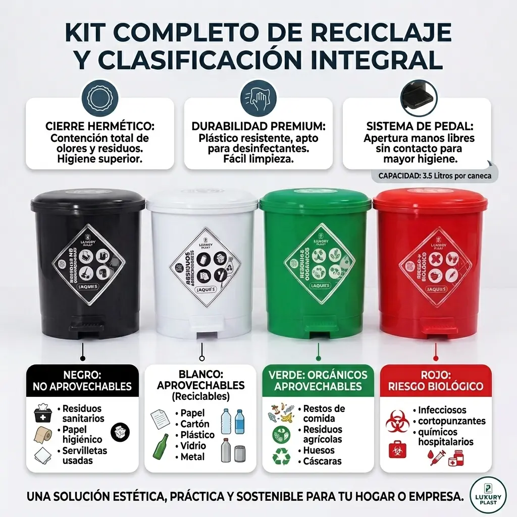 Caneca de Basura 3.5 Litros con Pedal | Luxury Plast
