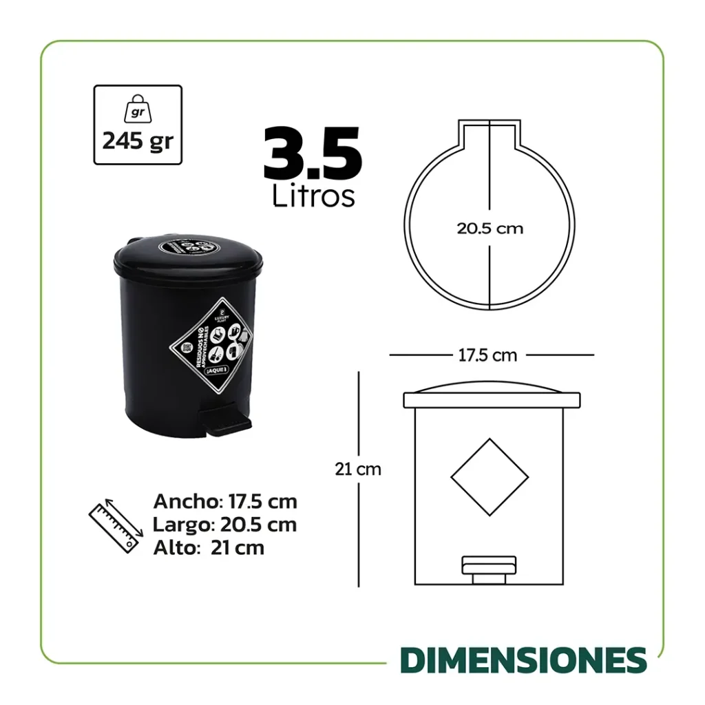 Caneca de Basura 3.5 Litros con Pedal | Luxury Plast