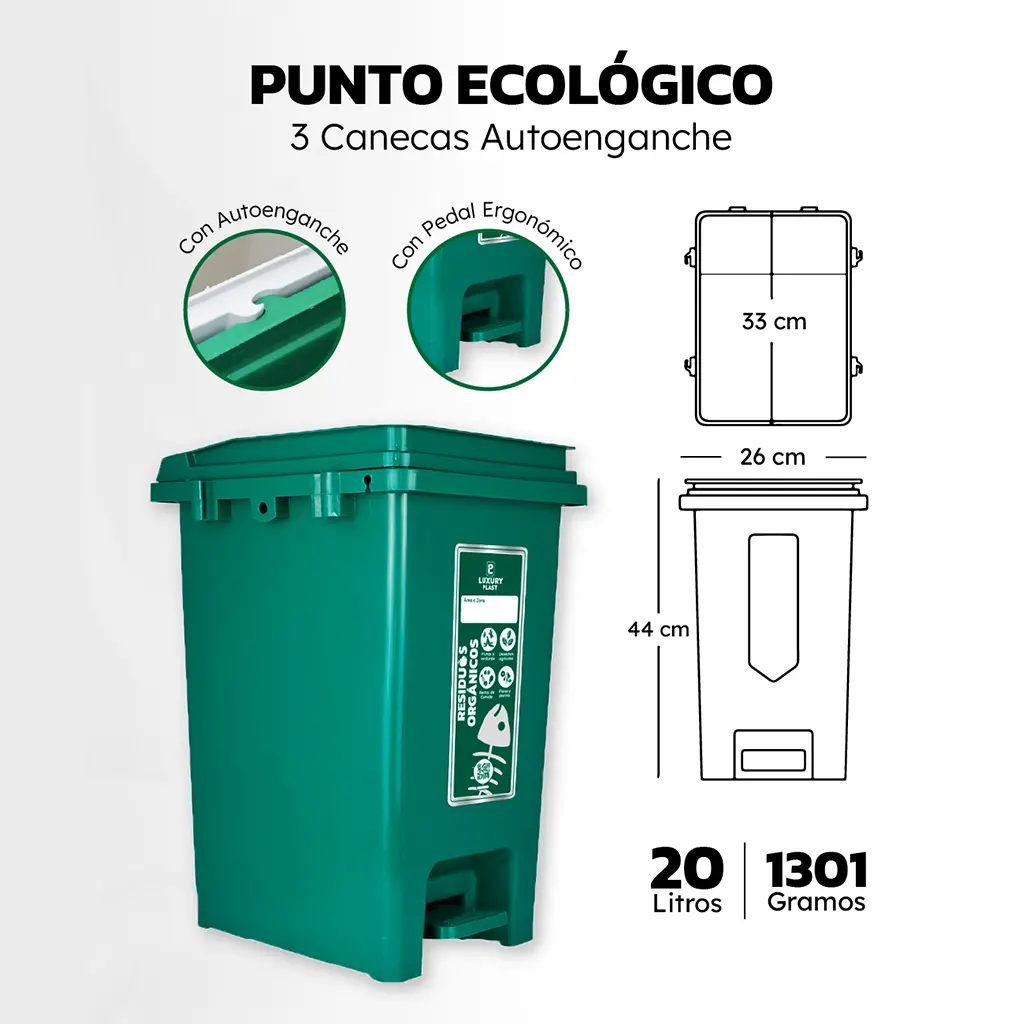Punto Ecológico 20 Litros para Reciclaje | Luxury Plast