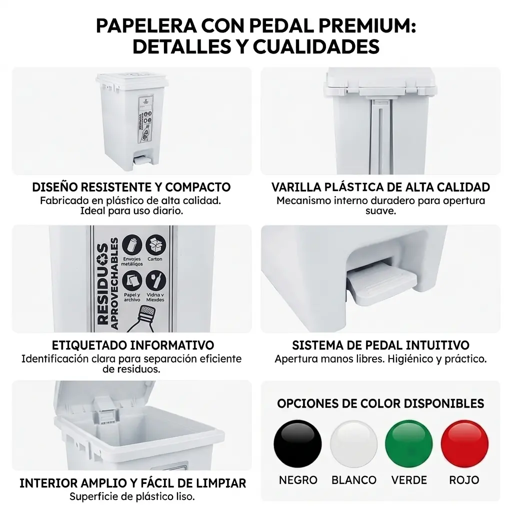 Caneca de Basura 20 Litros con Pedal | Luxury Plast