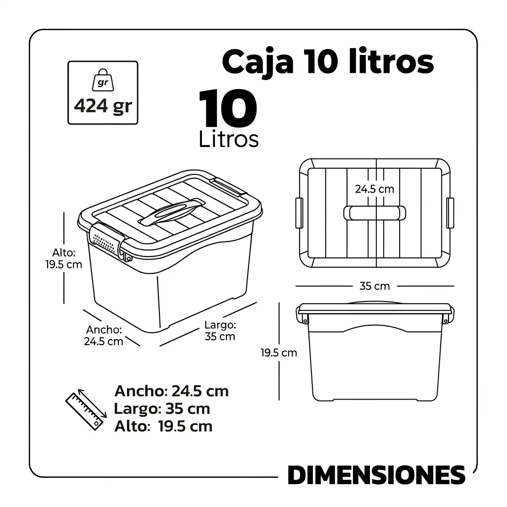 Caja Organizadora para Bebés 10 Litros con Tapa y Broches | Almacenamiento Infantil y Pañales