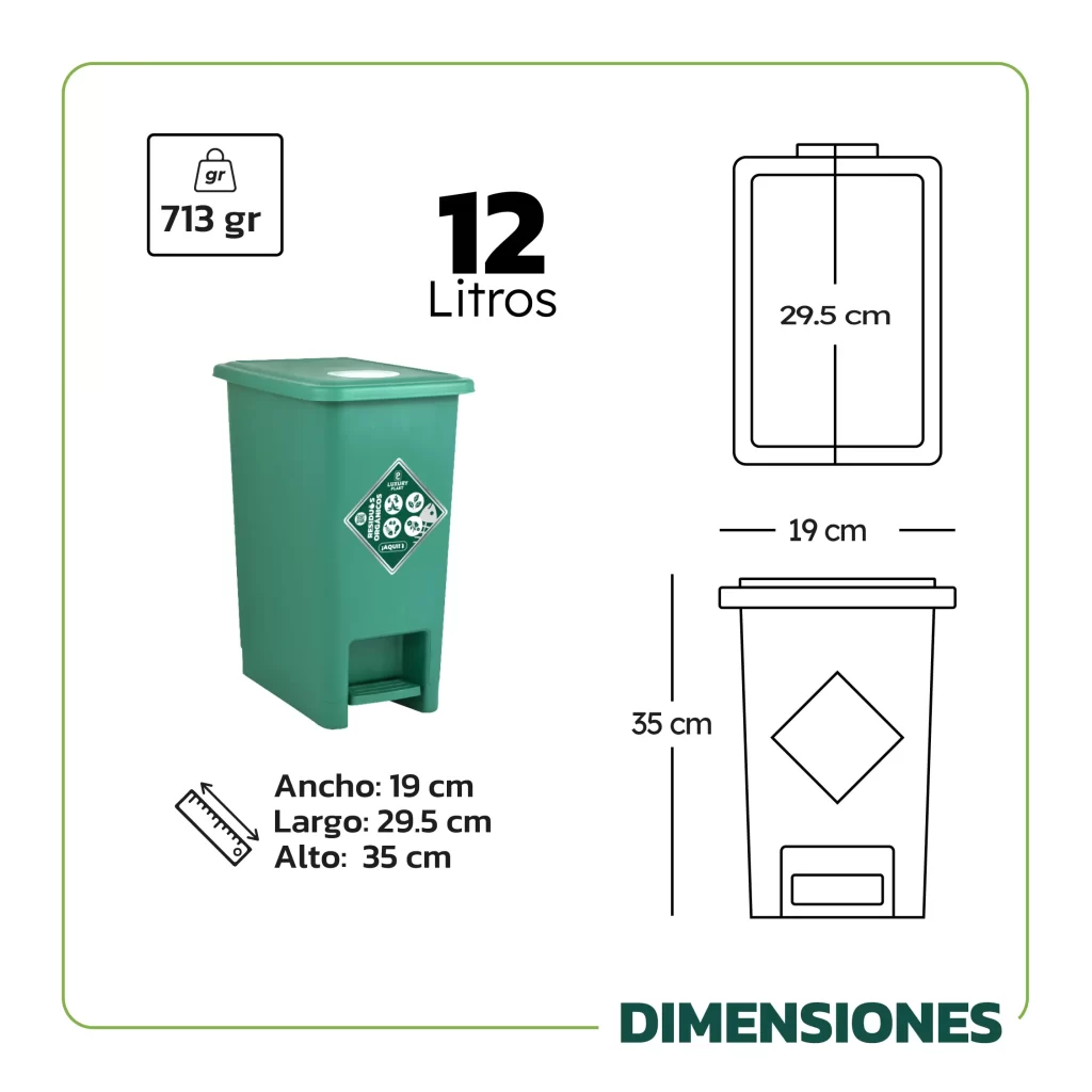 Papelera de Pedal Cuadradas 12 L