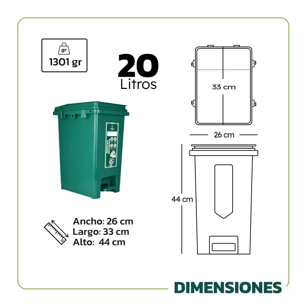 Papelera de Pedal Cuadradas 20 L