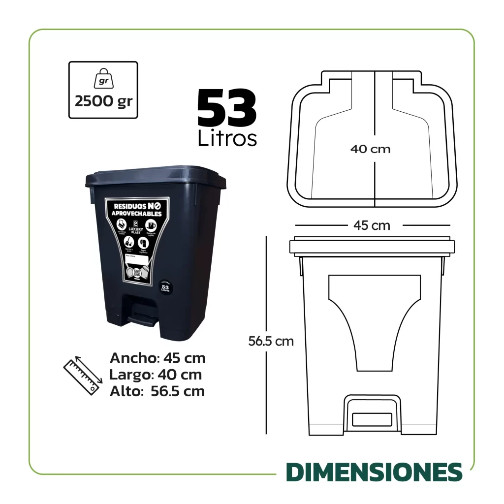 Papelera de Pedal Cuadradas 53 L