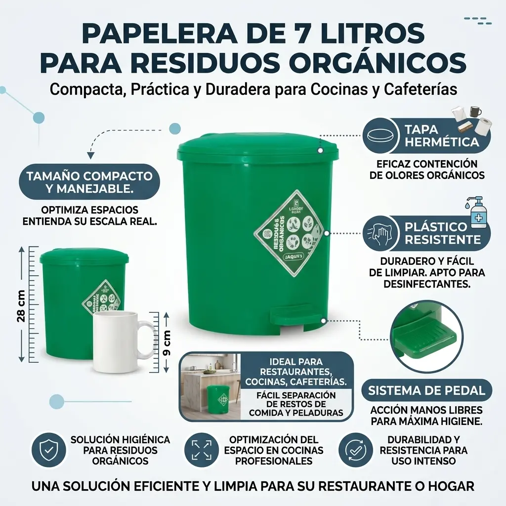 Caneca de Basura 7 Litros con Pedal | Luxury Plast
