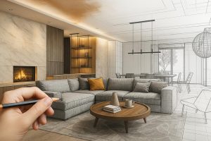 Mano dibujando la habitación de tus sueños