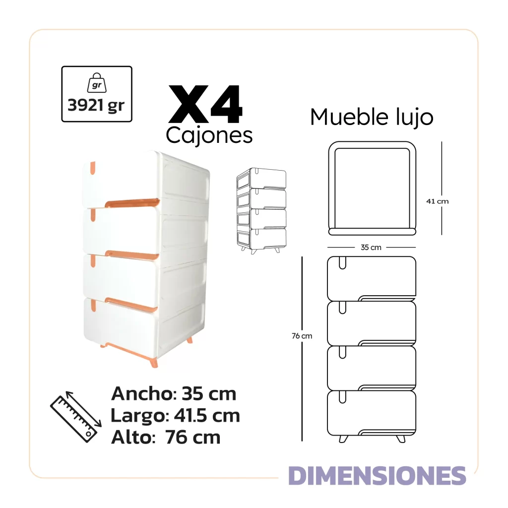 Mueble lujo X4 cajones - elegante y versátil en cualquier espacio