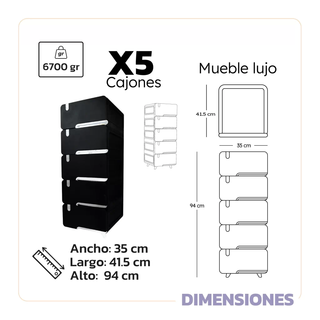 Mueble lujo X5 cajones - elegante y versátil en cualquier espacio