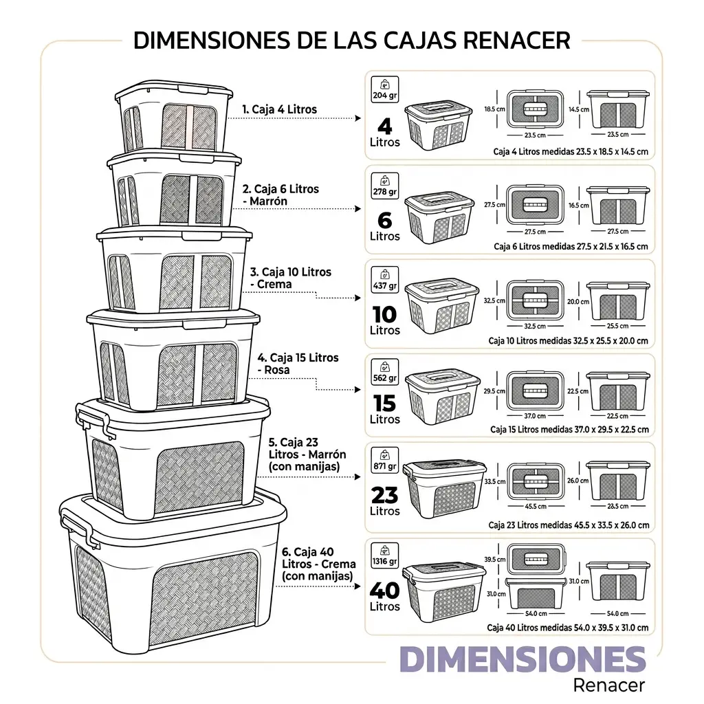 Kit Organizador de Plástico Renacer con Tapa y Broches | Luxury Plast